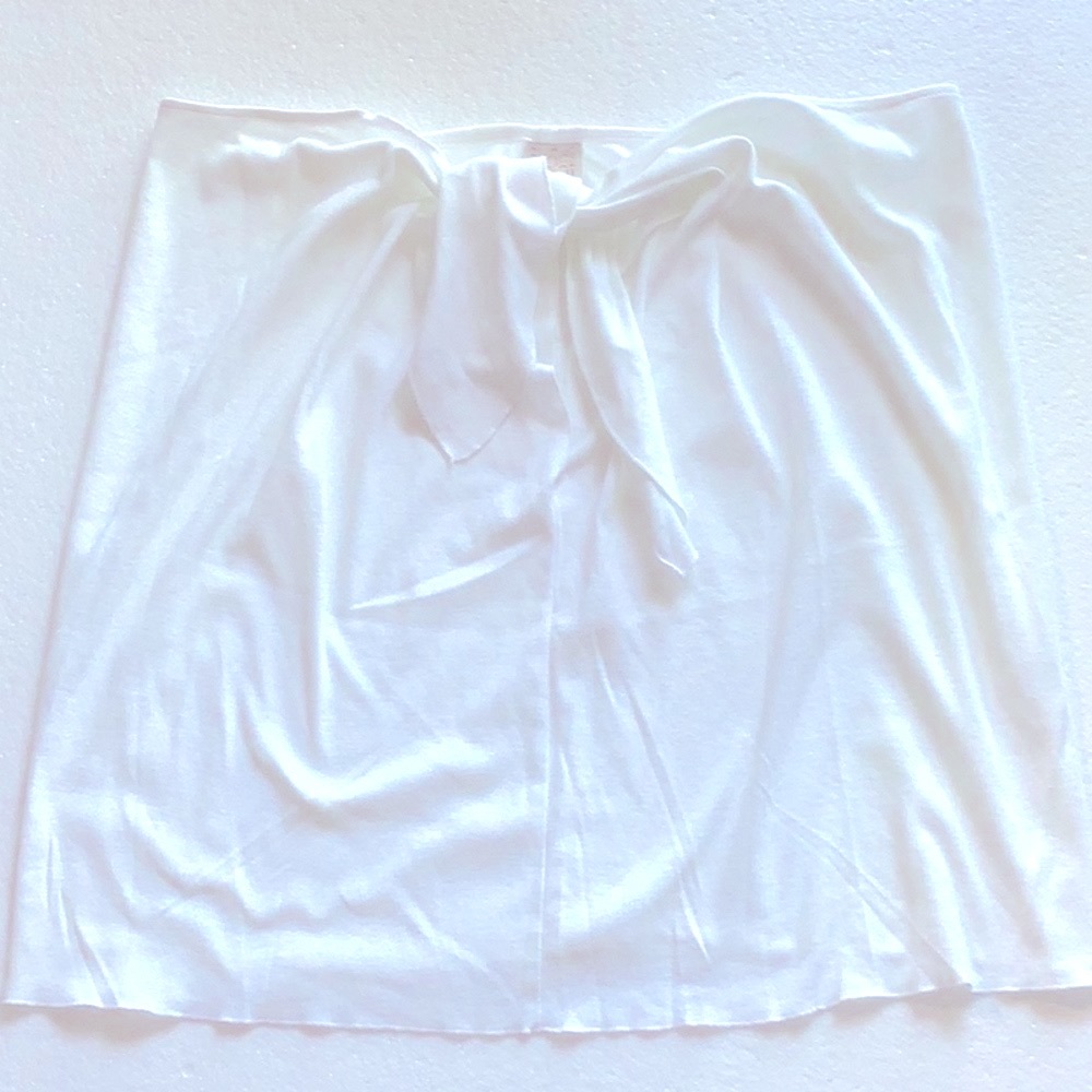 BEACH Bathing Suit COVERUP WHITE SARONG SKIRT Medium Made in USA